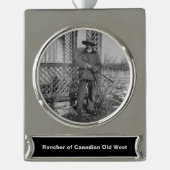 カナダ旧西農場のカウボーイランチャー シルバープレートバナーオーナメント (正面)