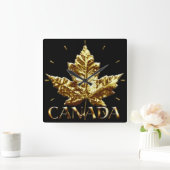 カナダ時計金ゴールドメダルカナダ記念時計 スクエア壁時計 (ホーム)