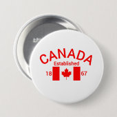カナダ東部標準時1867カナダ国旗（赤） – カナダ 缶バッジ (正面&裏面)