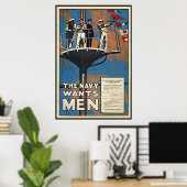 カナダ海軍は男性のヴィンテージ第2次世界大戦を望む ポスター (ホームオフィス)
