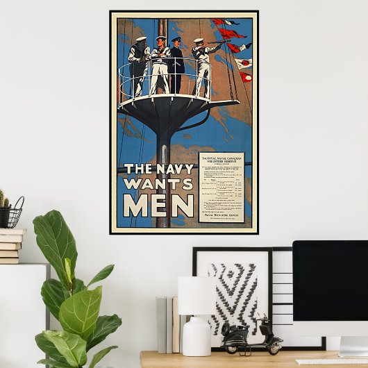 カナダ海軍は男性のヴィンテージ第2次世界大戦を望む ポスター (ホームオフィス)