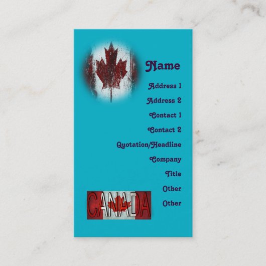 カナダ独自の作成 名刺 (正面)