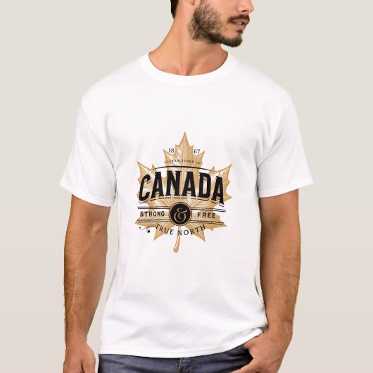 カナダ真北の強くて自由なメープルリーフ Tシャツ (正面)