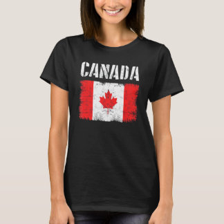 カナダ米国国旗ヴィンテージカナダ米国国旗Pri Tシャツ