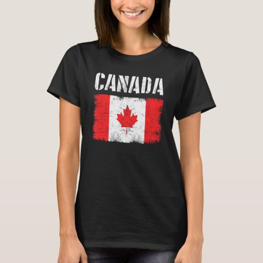 カナダ米国国旗ヴィンテージカナダ米国国旗Pri Tシャツ (正面)