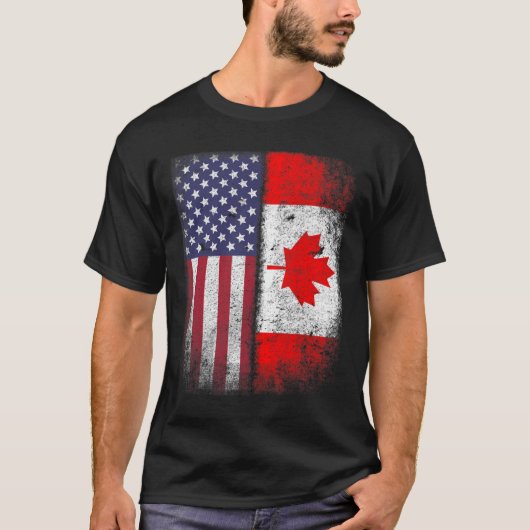 カナダ米国国旗Canada UsaルーツTシャツ.pn Tシャツ (正面)