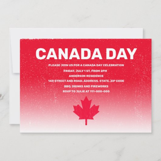 カナダ素朴国旗カナダ日赤い水の色インヴィ 招待状 (正面)