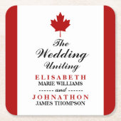 カナダ結婚国旗 スクエアペーパーコースター (正面)