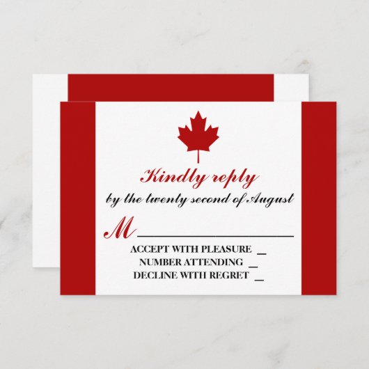 カナダ結婚国旗 出欠カード (正面/裏面)