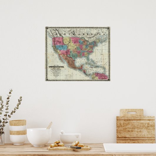 カナダ統一された、メキシコの州の地図 ポスター (キッチン)