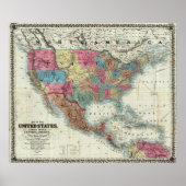 カナダ統一された、メキシコの州の地図 ポスター (正面)