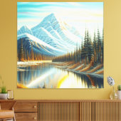 カナダ自然ランドスケープ素晴らし- Mountain Art キャンバスプリント (インサイチュ (リビング))