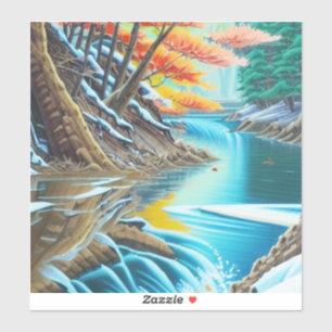 カナダ自然油彩画素晴らし景 シール