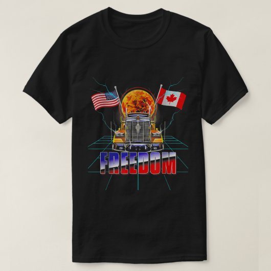 カナダ自由運送隊2022カナダトラック運送車スポ Tシャツ (デザイン正面)