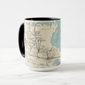 カナダ航空便の経路の地図 マグカップ (正面左)