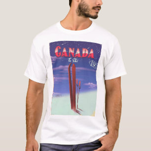 カナダ航空郵便によるスキーへのポストカードイラスト Tシャツ