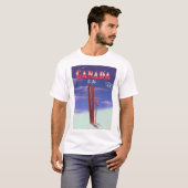 カナダ航空郵便によるスキーへのポストカードイラスト Tシャツ (正面フル)