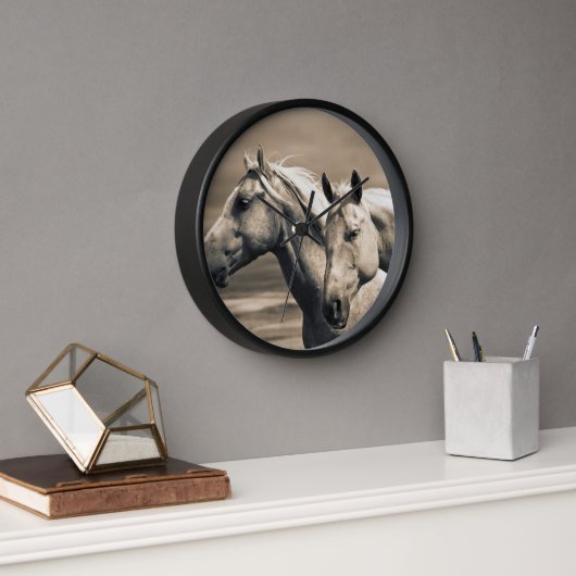 カナダ草原の四分の馬 壁時計 (オフィス)