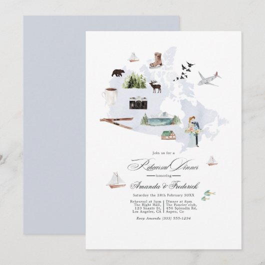 カナダ行き先結婚式リハーサルディナー 招待状 (正面/裏面)