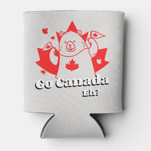 カナダ行くえっ？カナダおもしろいクマ国旗 缶クーラー (正面)