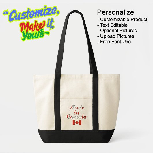 カナダ製ナチュラル&ブラックトートバッグ トートバッグ