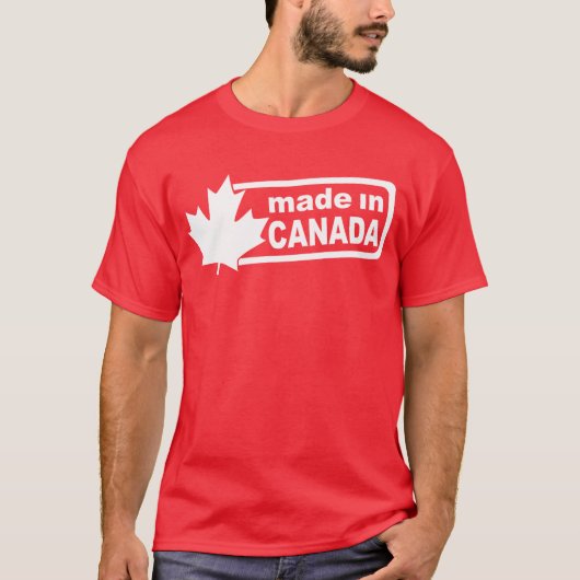 カナダ製-赤いメンズワイシャツ Tシャツ (正面)