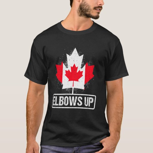 カナダ誇りを持ったの強いカナダの肘カナダのEst Tシャツ (正面)