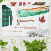 カナダ誇りを持った人になる |水彩イラストレーション キッチンタオル (折り畳み)