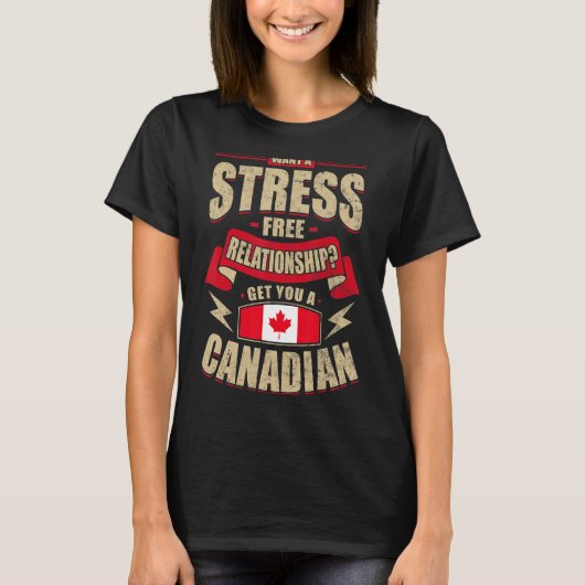 カナダ誇りを持った国旗カナダの男女 Tシャツ (正面)