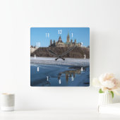 カナダ議会建物ズビュー（オタワ川） スクエア壁時計 (ホーム)