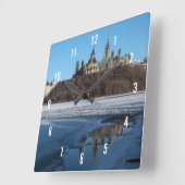 カナダ議会建物ズビュー（オタワ川） スクエア壁時計 (傾斜)