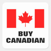 カナダ買国旗を持つカナダの小さなステッカー スクエアシール (正面)
