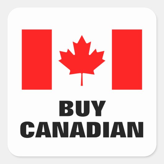 カナダ買国旗を持つカナダの小さなステッカー スクエアシール (正面)