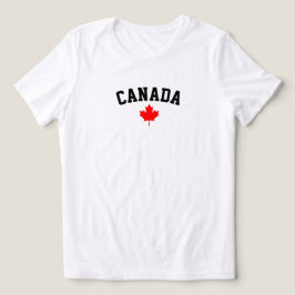 カナダ赤いカエデの葉ミニマリストアーチ型テキスト トライブレンドTシャツ