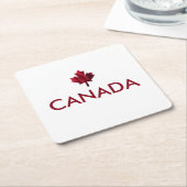 カナダ赤カエデ葉 スクエアペーパーコースター (アングル)