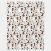 カナダ野生動物パターンムースベアキツネオオカミ フリースブランケット (正面)