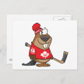 カナダ間抜けホッケーのビーバー漫画 ポストカード (正面/裏面)