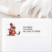 カナダ間抜けホッケーのビーバー漫画 ラベル (インサイチュ)