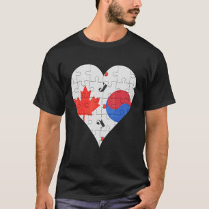 カナダ韓国国旗のハート Tシャツ