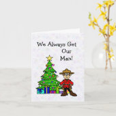 カナダ騎馬警察の悪いサンタクリスマスカード カード (黄色い花)