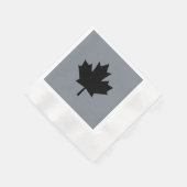 カナダ黒メープルリーフ記号 縁ありカクテルナプキン (角)