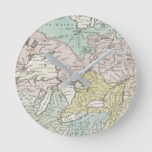 カナダ1761年の正確な地図 ラウンド壁時計 (正面)