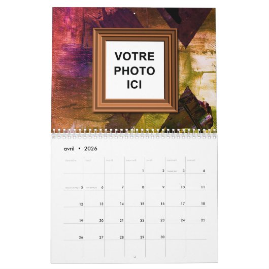 カナダ2025言語フランスのカレンダー挿入写真 カレンダー (4月 2026)