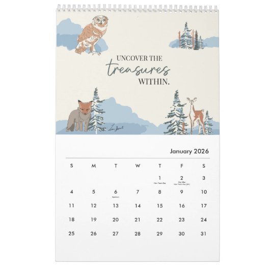 カナダ2026感動的 words Water Color Art カレンダー (1月 2026)