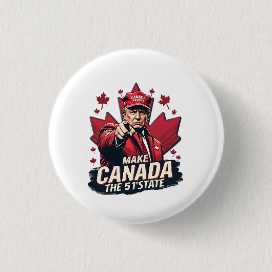 カナダ51番目の州トランプCanadian 缶バッジ (正面)