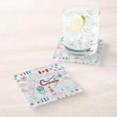 カナダ|の記号パターン ガラスコースター (アングル)