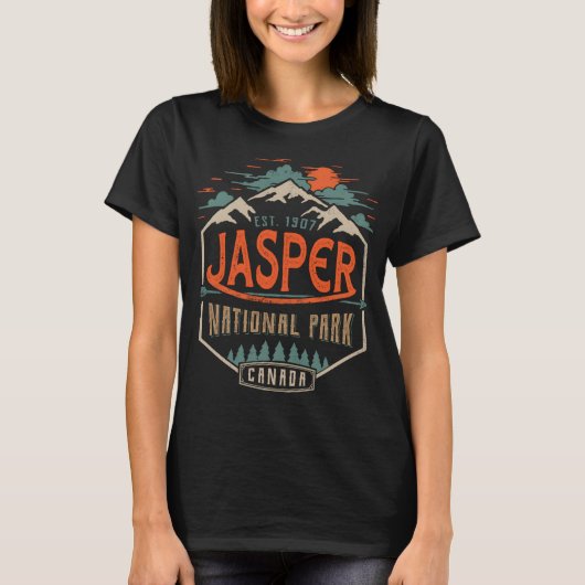 カナダ アルバータ州 ジャスパー国立公園 探検 Tシャツ (正面)