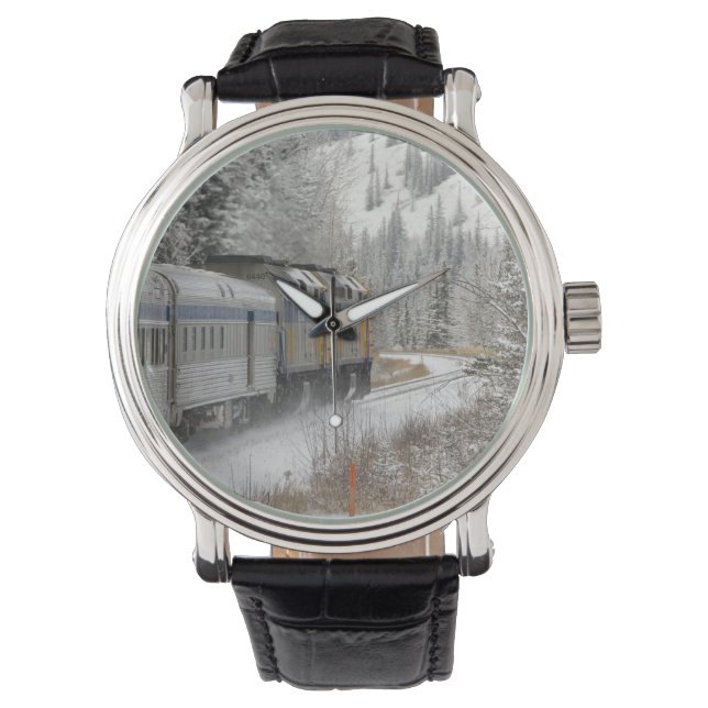 カナダ、アルバータ州。VIA鉄道雪車間 腕時計 (正面)