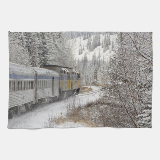 カナダ アルバータ州 VIA Rail スノートレイン キッチンタオル (横)