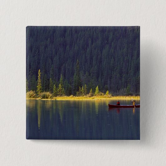 カナダ、アルベルタ、バニフ国立公園2人の少年 缶バッジ (正面)